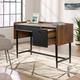 Hampstead Park Compact Home Office Desk Walnut with Black Accent