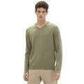 V-Ausschnitt-Pullover TOM TAILOR Gr. XXL, grün (brown green melange) Herren Pullover V-Ausschnitt-Pullover