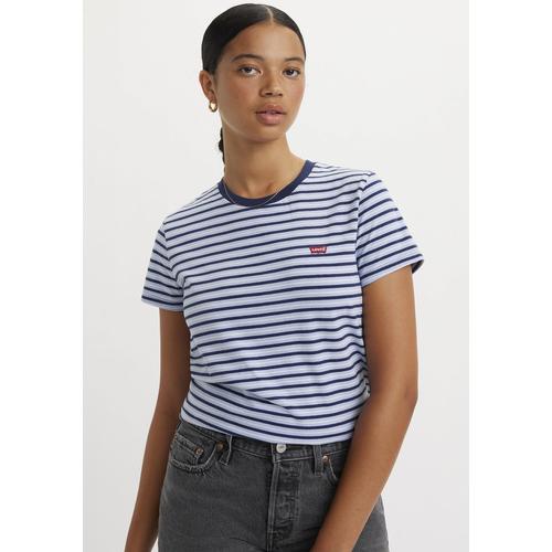 „T-Shirt LEVI’S „“The perfect Tee““ Gr. XL (42), tea stripe brunnera Damen Shirts Jersey mit kleiner Logo-Stickerei“