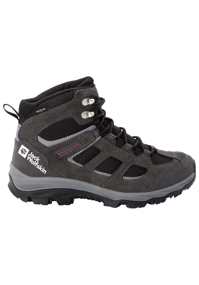 Wanderschuh JACK WOLFSKIN "VOJO 3 TEXAPORE MID W", Damen, Gr. UK3-EU355, Normalschaft, lila (schwarz, steel, lila), Main Material Second Material 100% Polyamide Lining Sole 100% Rubber/ EVA, Schuhe Wanderschuh
