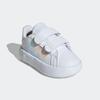 Klettschuh ADIDAS SPORTSWEAR "GRAND COURT 2.0 KIDS", Gr. 26, weiß (cloud weiß, iridescent, grau two), Synthetik, sportlich, Schuhe, Design auf den Spuren des adidas Superstar, für Kinder