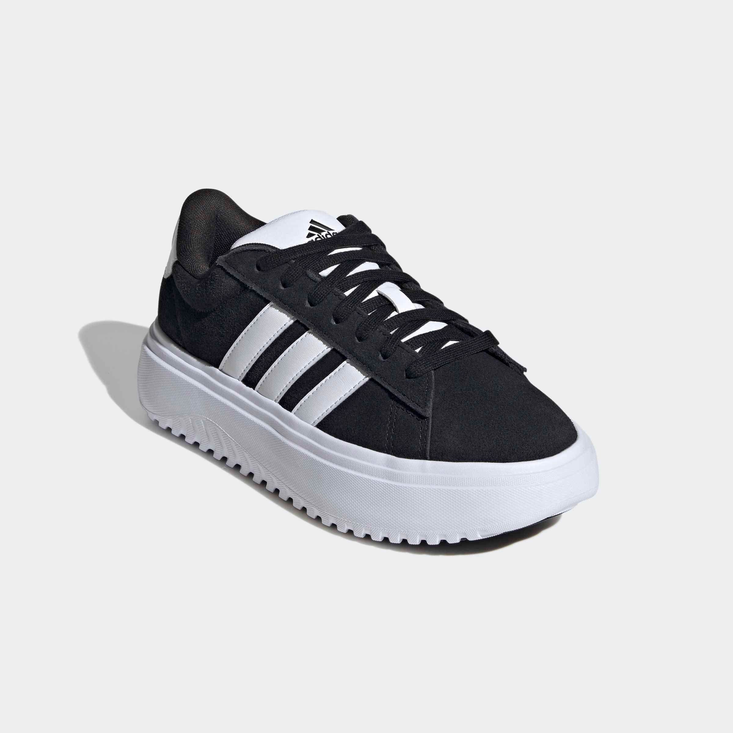 Sneaker ADIDAS SPORTSWEAR "GRAND COURT PLATFORM", Damen, Gr. 40,5, schwarz-weiß (core schwarz, cloud weiß, core schwarz), Leder, Synthetik, Schuhe Sneaker, Design auf den Spuren des adidas Superstar