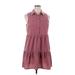 Bebop Casual Dress - Mini Collared Sleeveless: Burgundy Print Dresses - Women's Size X-Large