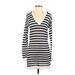 Cynthia Rowley TJX Casual Dress - Mini V Neck Long sleeves: Blue Color Block Dresses - Women's Size Small