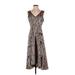 Lulus Cocktail Dress - A-Line V-Neck Sleeveless: Brown Zebra Print Dresses - Women's Size Small