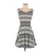 Divided by H&M Casual Dress - Mini Scoop Neck Sleeveless: Gray Aztec or Tribal Print Dresses - Women's Size 4