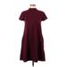 Simply Vera Vera Wang Casual Dress - A-Line Mock Short sleeves: Burgundy Print Dresses - Women's Size Medium