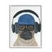 Stupell Industries Az-200-Framed Pug In Headphones Print Canvas in Blue | 14 H x 11 W x 1.5 D in | Wayfair az-200_wfr_11x14