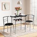 Red Barrel Studio® 3 Pcs Kitchen Dining Set Compact Bistro Pub 2 Chairs & Table Black&brown in Gray/Black | Wayfair