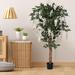 Primrue 72" Faux Ficus Tree in Pot Silk/Plastic in Black | 72 H x 39 W x 39.4 D in | Wayfair D19677437DEE44198012DD8A9FC7A5B4