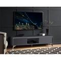 Wrought Studio™ Raceloma TV Stand, LED, Black & Chrome Finish_18" H x 71" W x 16" D Wood/Metal in Brown | 18 H x 71 W x 16 D in | Wayfair