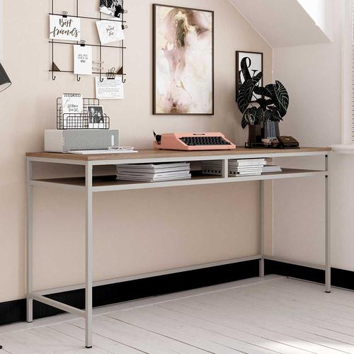 Bürotisch modern in Walnussfarben und Taupe 153 cm breit