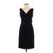 Elie Tahari Casual Dress - Sheath V-Neck Sleeveless: Blue Solid Dresses - Women's Size 8