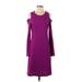 The Limited Casual Dress Cold Shoulder Long sleeves: Purple Print Dresses - Women's Size X-Small