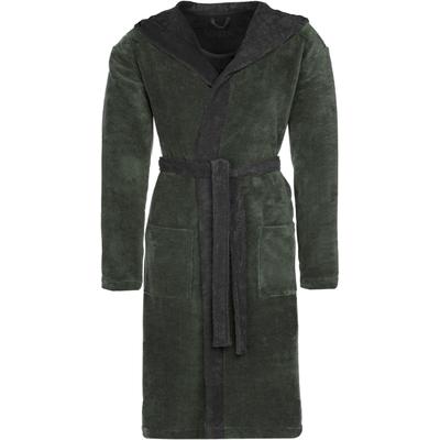 Unisex-Bademantel VOSSEN "Poppy, ideal für Sauna & Spa, Hotelbademantel, Morgenmantel" Gr. XL, grün (mud grün, anthrazit), L:115cm in Gr. XL, Doubleface, Hausmäntel Image