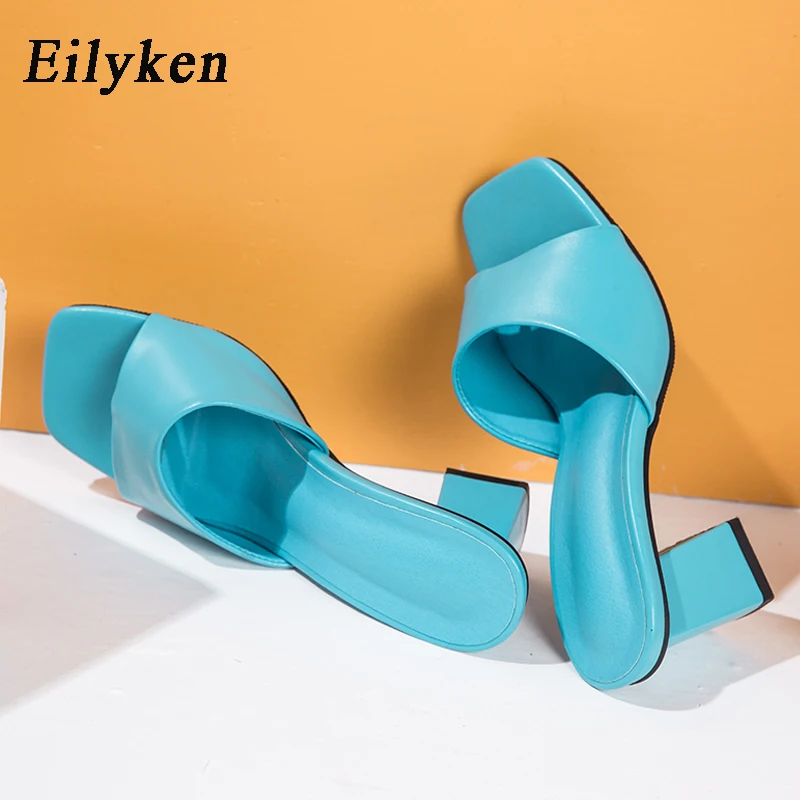 Eilyken elegante Frauen Sommer Street Style Schuhe gemütliche Pu Leder Clip Toe Design Hausschuhe Mode quadratische Low Heels Sandalen