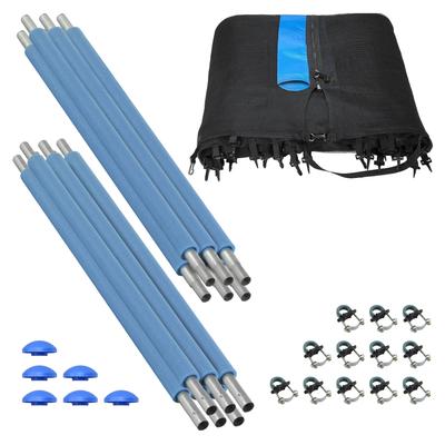 Machrus Upper Bounce Trampoline Top Ring Enclosure Set including Net, 6 Poles, Caps & Foam Sleeves - Fits 15ft Round Trampoline