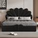 Queen Size Upholstered Petal Shaped Platform Bed with Hydraulic Storage System, PU Storage Bed, Decorated with Metal Balls