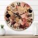 Designart "Afternoon Dreams Boho Chic Vintage Pink Gold" Modern Geometric Oversized Wood Wall Clock