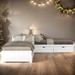 2 Bed in 1 Kids Bed L-shaped Twin Size Platform Bed with Trundle and Drawers Linked with built-in Desk Bedroom Furniture, Gray