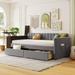 Twin Size Upholstered Daybed with Storage Armrest and 2 Drawers Cup Holder Charging Station