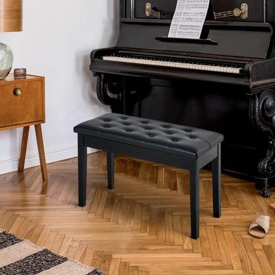 Duet Piano Chair with Faux Leather Padded Cushion and Wooden Frame