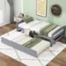 Twin Size Platform Bed with Twin Size Trundle, Wood Twin Size Platform Bed Frame, Space-Saving, No Box Spring Needed, Grey