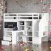 Space Saving Kids Furniture Twin Size Kids Bed Loft Bed with Pullable Desk and Storage Shelves, Staircase and Blackboard, Gray