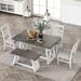 Farmhouse Dining Set for 6/59" Rectangular Dining Table with 4 Upholstered Dining Chairs and Solid Wood Bench