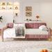 80in Twin Size Upholstered Daybed Platform Bed with Velvet Armrests & 4 Support Legs