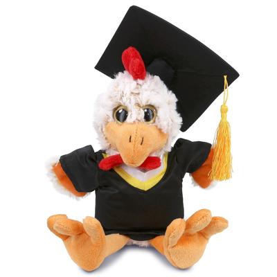 DolliBu Sitting Rooster Graduation Plush with Gown and Cap w/ Tassel - 9 inches