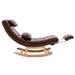 Wooden Rocking Chairs Integrated Pillow Ergonomically Recliners Brown PU Leather Accent Chair Living Room Lounge Chair