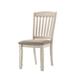 Set of 2 Fedele Fabric Upholstered Side Chairs in Armless, Cream Solid Wood Frame Dining Chairs with Slatted Backrest