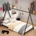 X-Shape Metal Frame Bed Kids Platform Twin Bed, Pink
