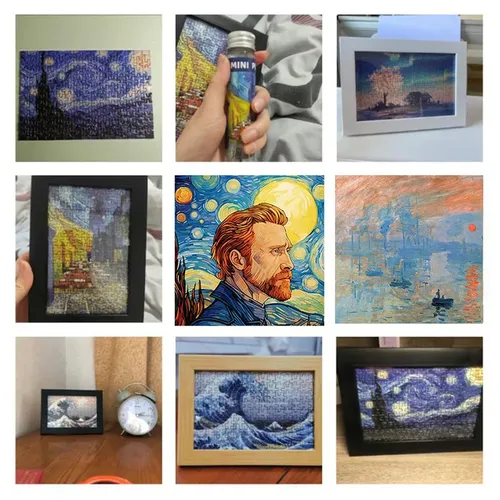 Van Gogh Sonnenblumen Mini Reagenzglas Puzzle weltberühmte Mal serie Reise Puzzle DIY Frameyc-m