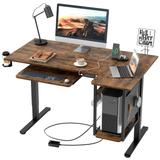 57 inch Electric Standing Desk Adjustable Height L Shaped Desk with Keyboard Tray and Host Shelf