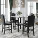 Square Marble 5 Piece Dining Table Set w/PU Leather Side Chair & Shelf