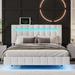 PU Upholstered Platform LED Bed Frame w/ USB Power Strips Floating Bed Frame w/ LED Lights Headboard