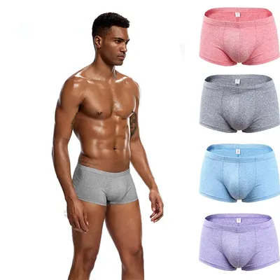 Gestrickte bunte Baumwolle Herren unterwäsche einfarbig Boxer mit niedriger Taille bequem und atmungsaktiv vier Jahreszeiten Herren Shorts Image