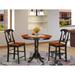 East West Furniture 3 Piece Counter Height Dining Table Set-a Round Kitchen Table and 2 Dining Room Chairs(Finish Option)