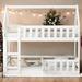 Twin over Twin House-Shaped Design Bunk Bed with Fence and Door, White
