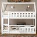 Artsy and Safety Twin over Twin House-Shaped Design Bunk Bed with Fence and Door, White, Sturdy Construction and Playful Space