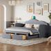 Twin Size Upholstered daybed with Cloud-Shaped Backrest, Trundle and 2 Drawers