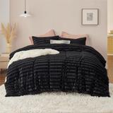 Ultra Soft Plush Shaggy Comforter Cover Queen Size,Black