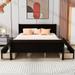 Classic Queen Size Platform Bed with 4 Large Storage Drawers, Solid Wood Bed with Streamlined Headboard and Footboard