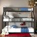 Twin XL/Full XL/Queen Triple Kids Bed with Ladder and Guardrails Bunk Bed, Black