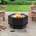 Sunjoy Smokeless Fire Pit, 26 In. Hexagonal Outdoor Fire Pit with PVC Cover and Fire Poker - 26in