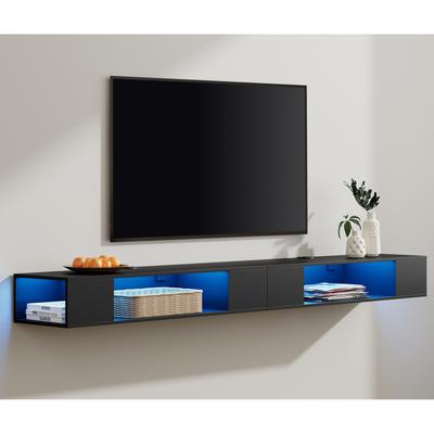 WAMPAT 80 inch Floating TV Stand, Floating Entertainment Center Wall Mounted for Living Room