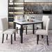 Modern 5-Piece 45.3" Dining Table Set with Rectangular Marble Dining Table and Cushion Dining Chairs w/Nailhead, for Living Room