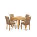 East West Furniture Dinette Set Contains a Square Dining Room Table and Chairs, Oak (Pieces Options)